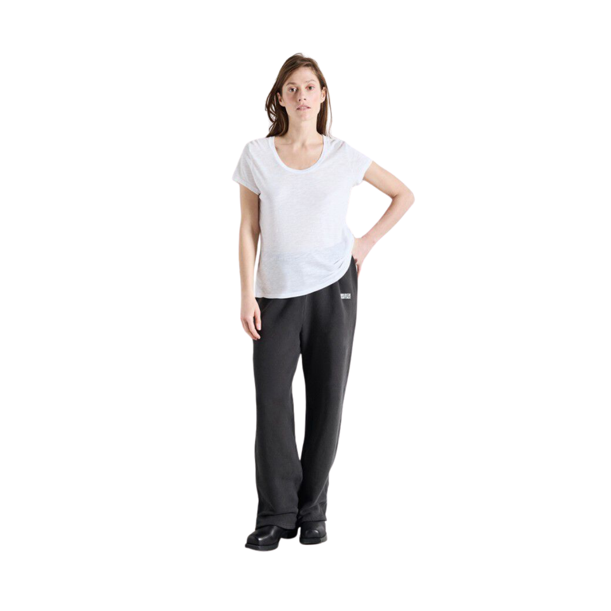 T-Shirt Droit Mc Col U - Blanc