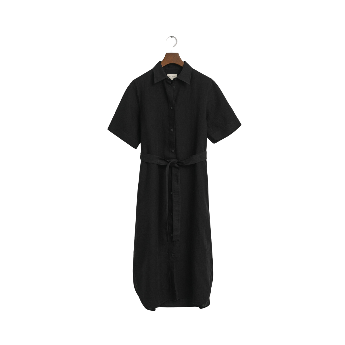 Reg Linen SS Shirt Dress - Black