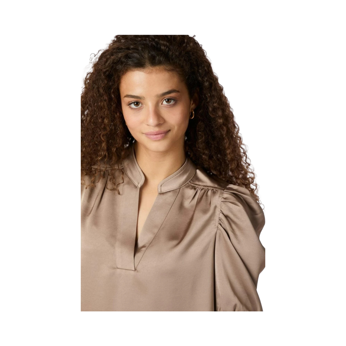 Roella Heavy Sateen Blouse - Dark Taupe