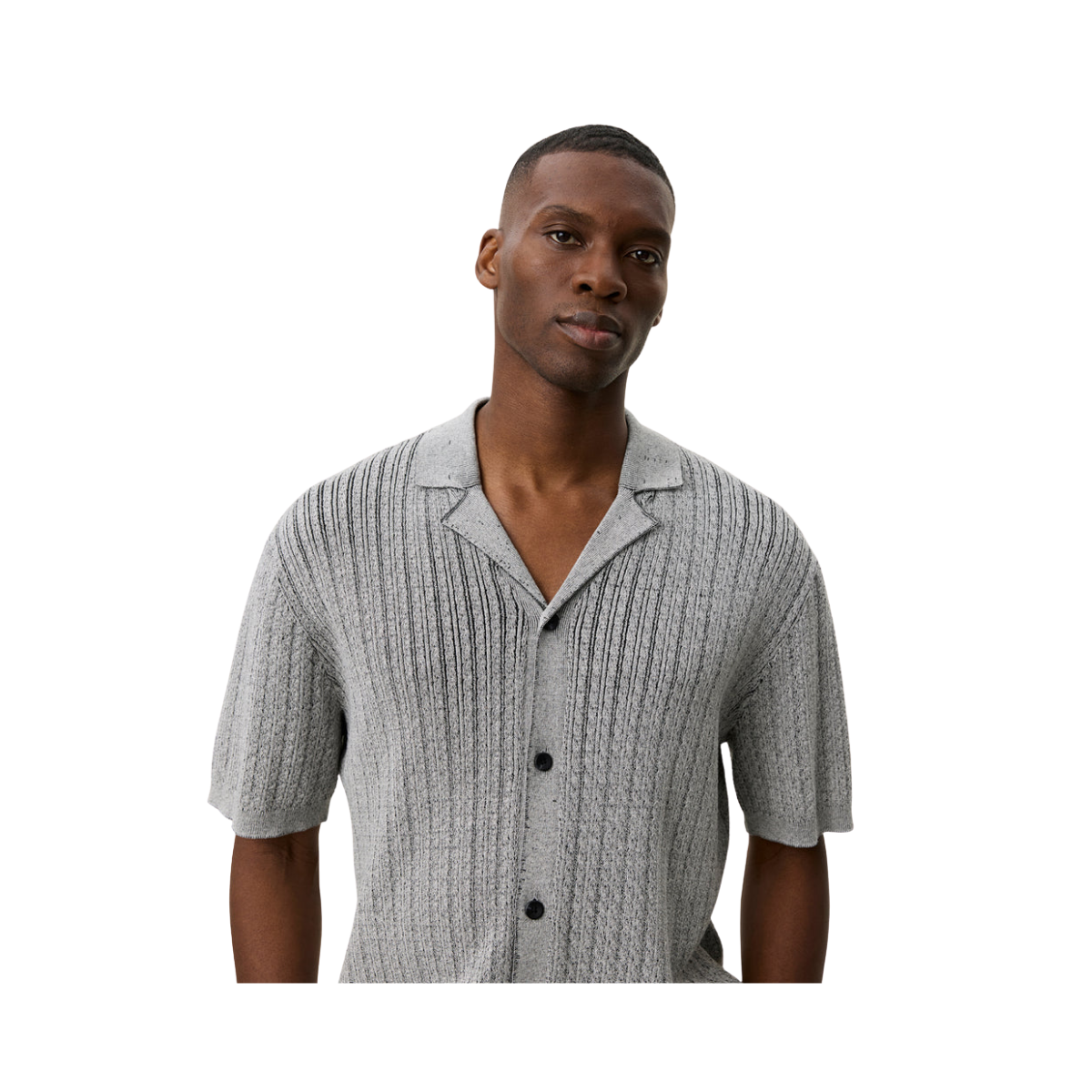 Evan Knitted Shirt - 320 Grey Melange