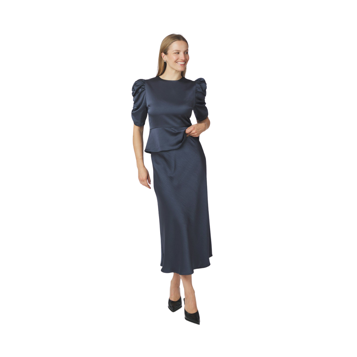 Benua Heavy Sateen Blouse - Midnight Blue