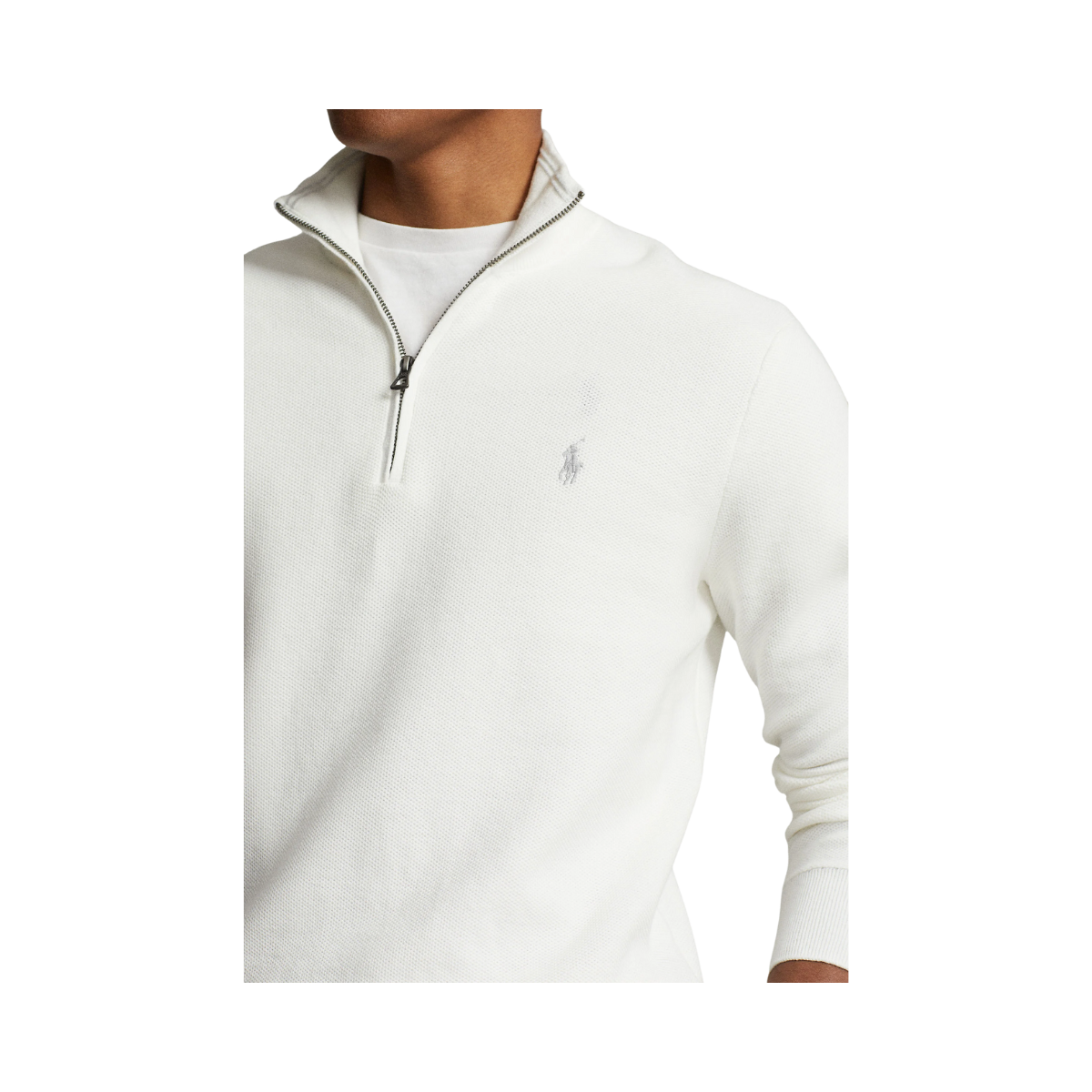 Knit Cotton Quarter-Zip Sweater - Deckwash White