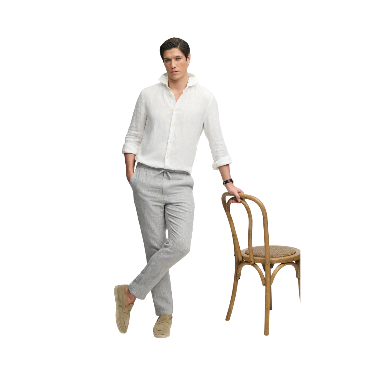 Merchant Linen Pant - Ash Grey Chambray