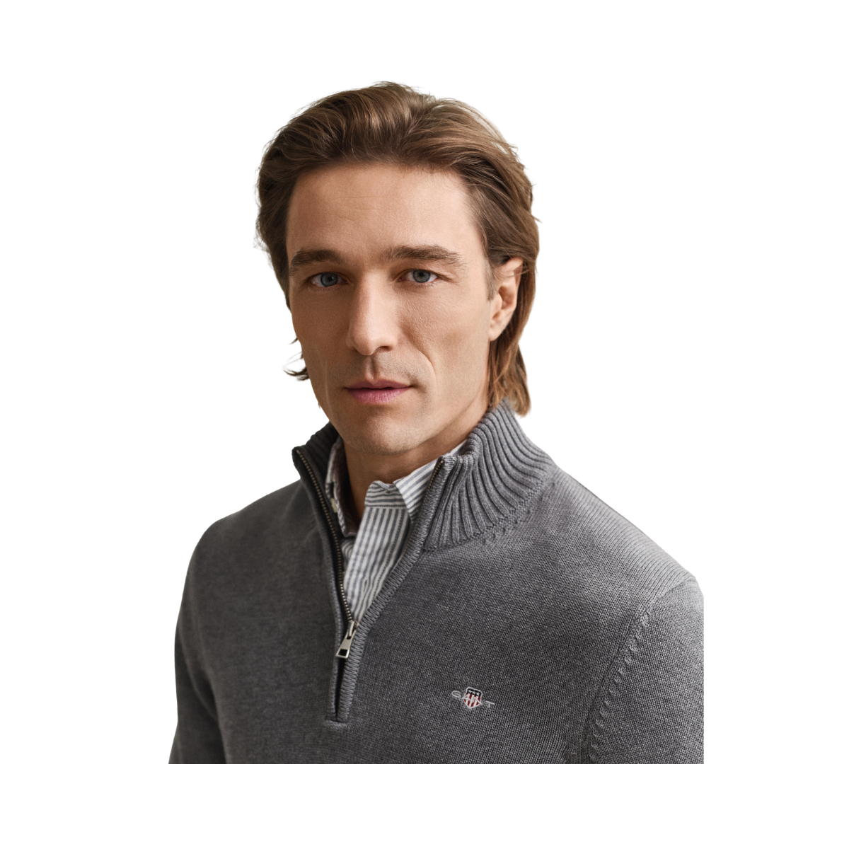 Casual Cotton Halfzip - Dark Grey Melange