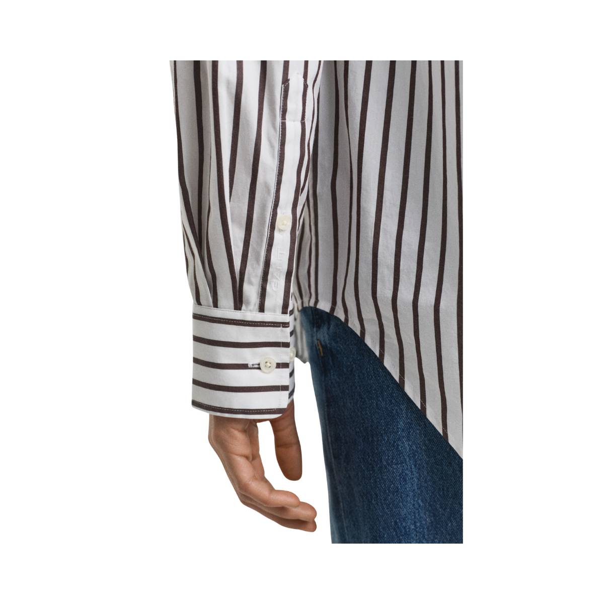 Relaxed Classic Poplin Striped Shirt - 202 Deep Brown