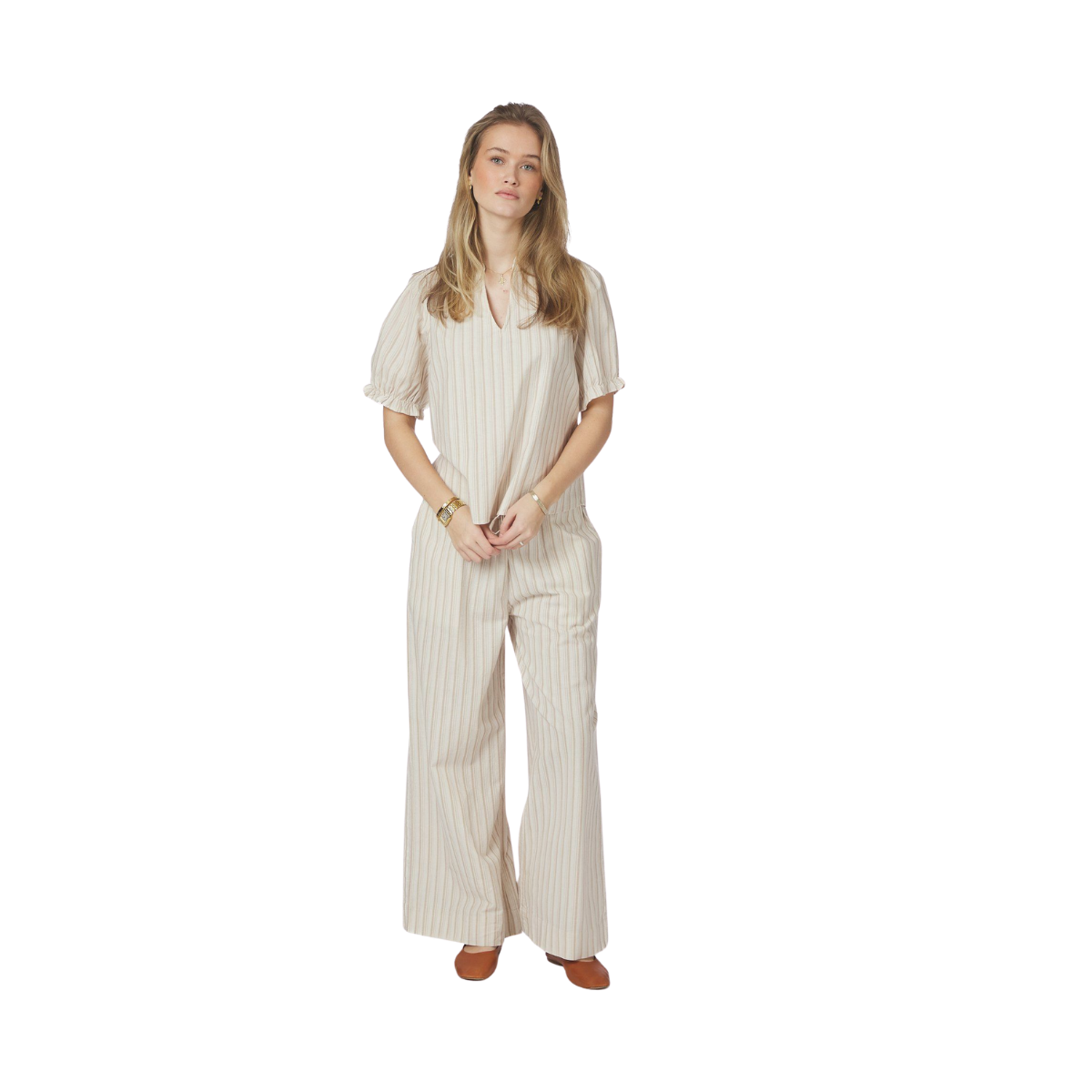 Heifa Linen Stripe Pants - Sand