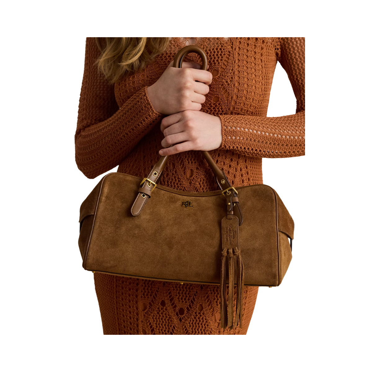 Marcy ZP Suede Satchel Large - Light Tobacco/Light Tobacco