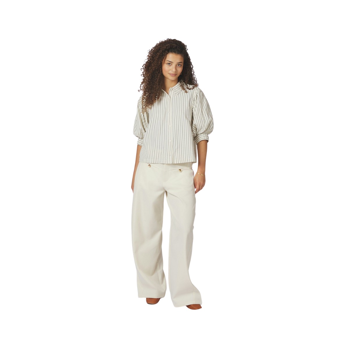 Etta Slim Stripe Shirt - Off White