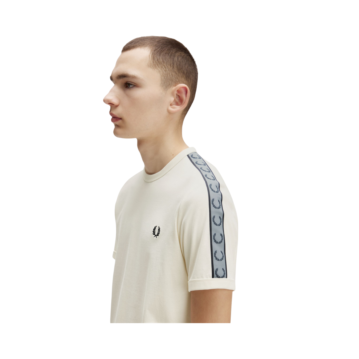 Contrast Tape Ringer Tee - Ecru/Navy