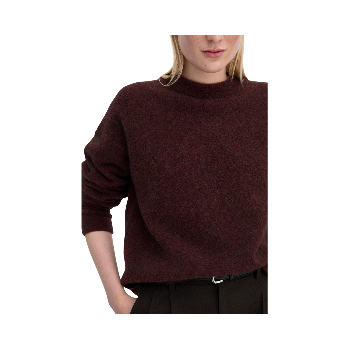 Wool Yak Crewneck Sweater - Burgundy
