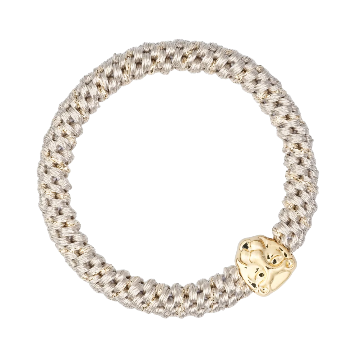 Fat Hair Tie W/Gold - Sand Stripe