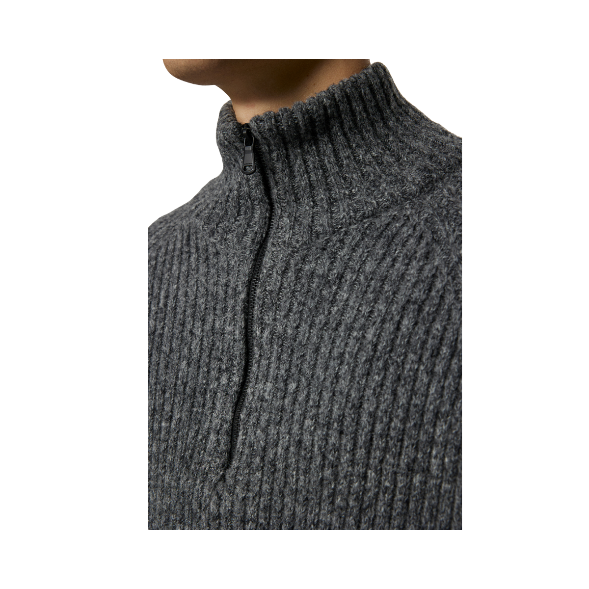 Victor Zip Wool Sweater - Dark Grey Melange