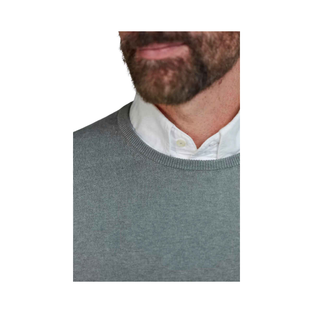 Crew Neck Knit E-Patch - Dusty Green