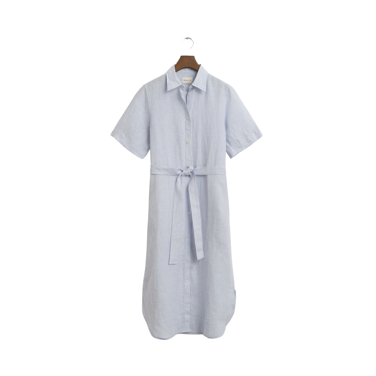 Reg Linen SS Shirt Dress - Light Blue