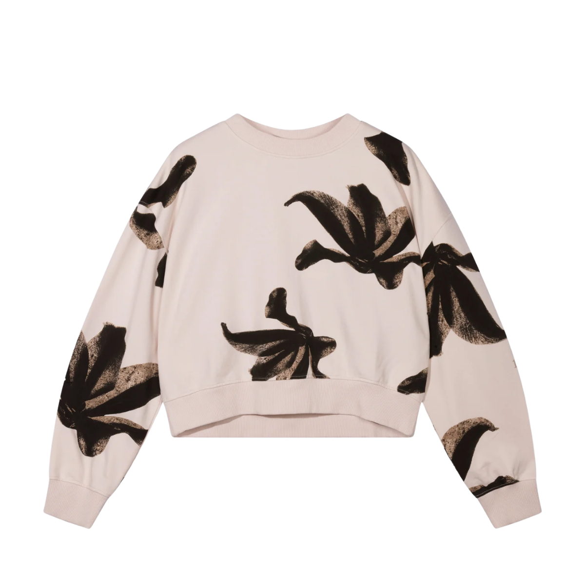 Cropped Sweater Flower - Powder