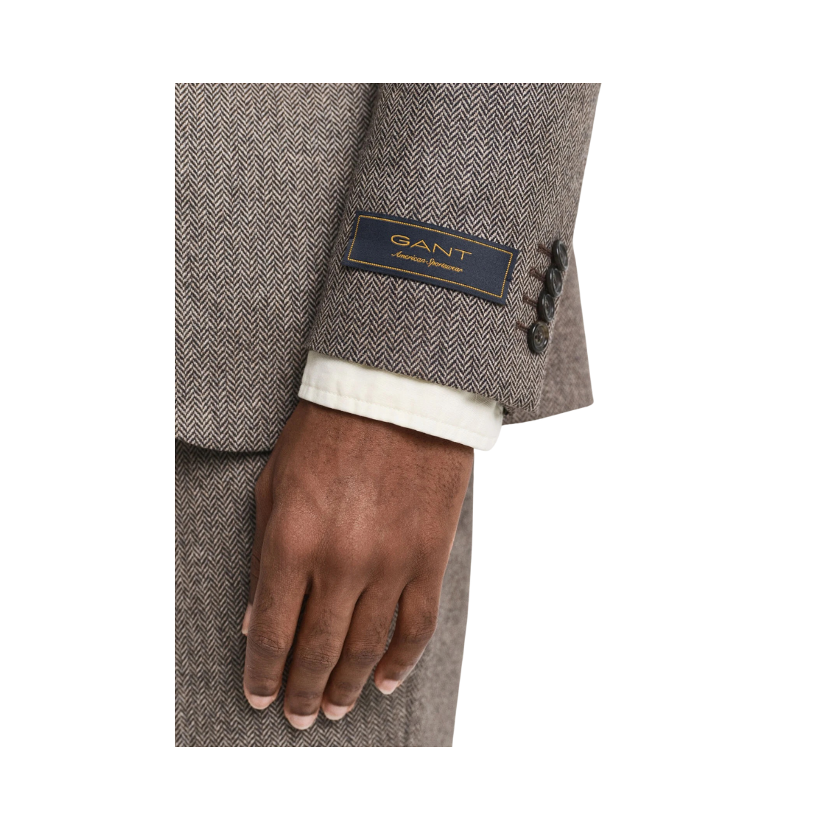 Flannel Herringbone Suit Jacket - 202 Deep Brown