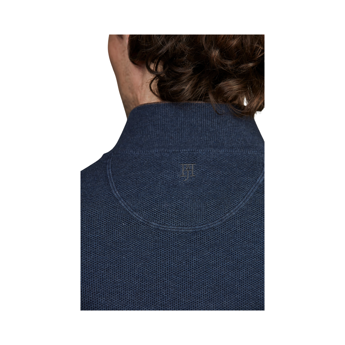 Half Zip Structure Knit - Dark Blue