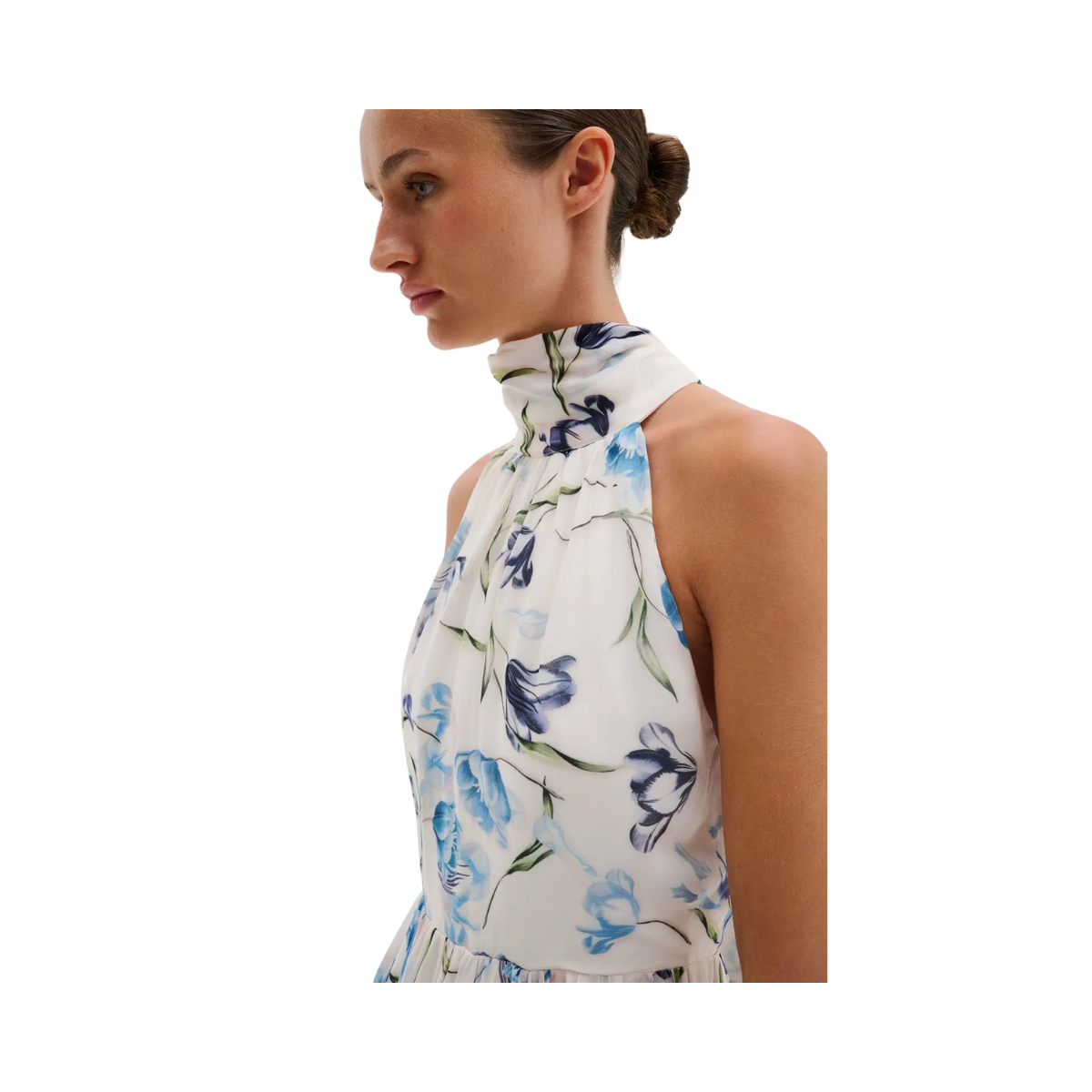 Fern Halterneck Ruffled Mini Dress - Tulip Blue