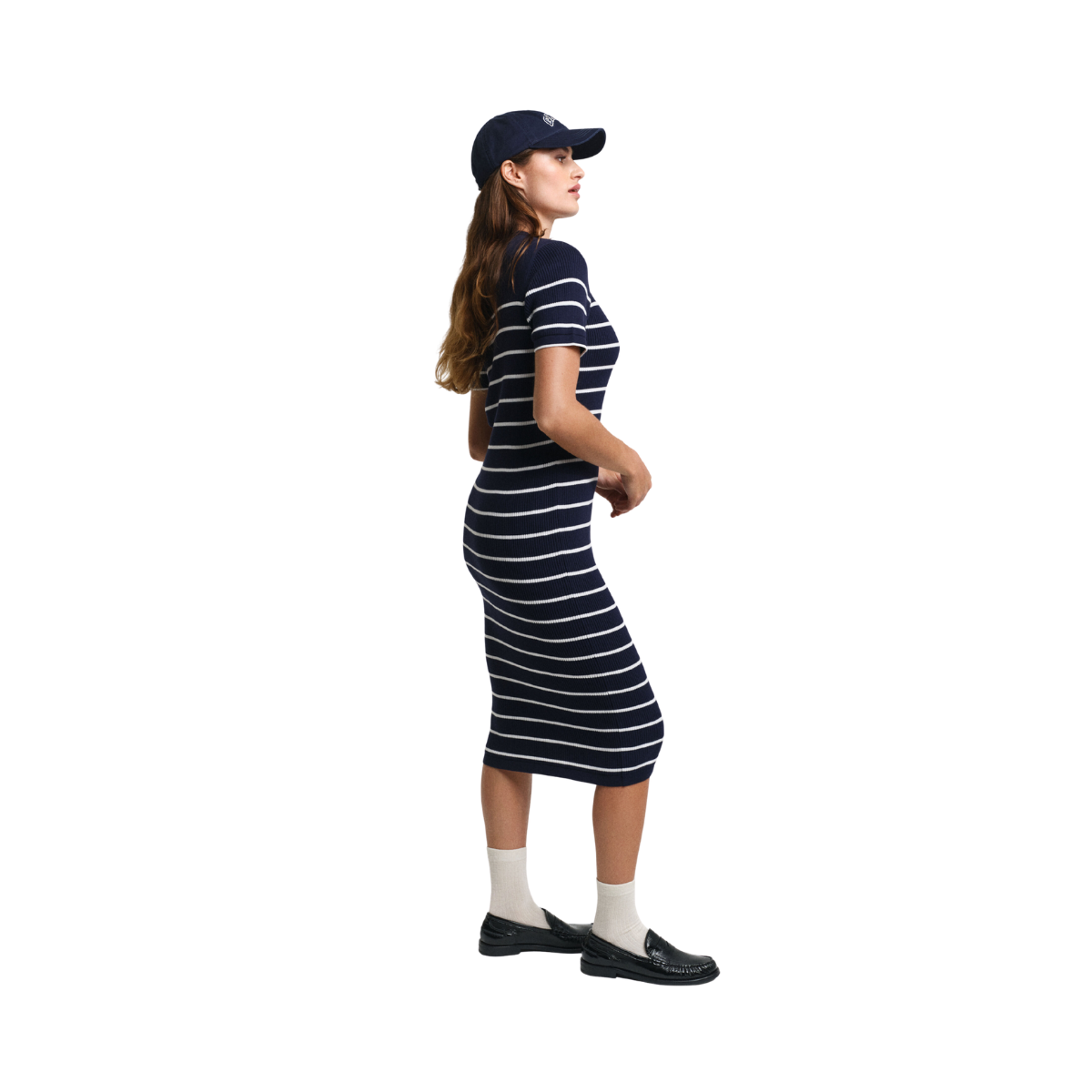 Ribbed Breton Dress - Evening Blue