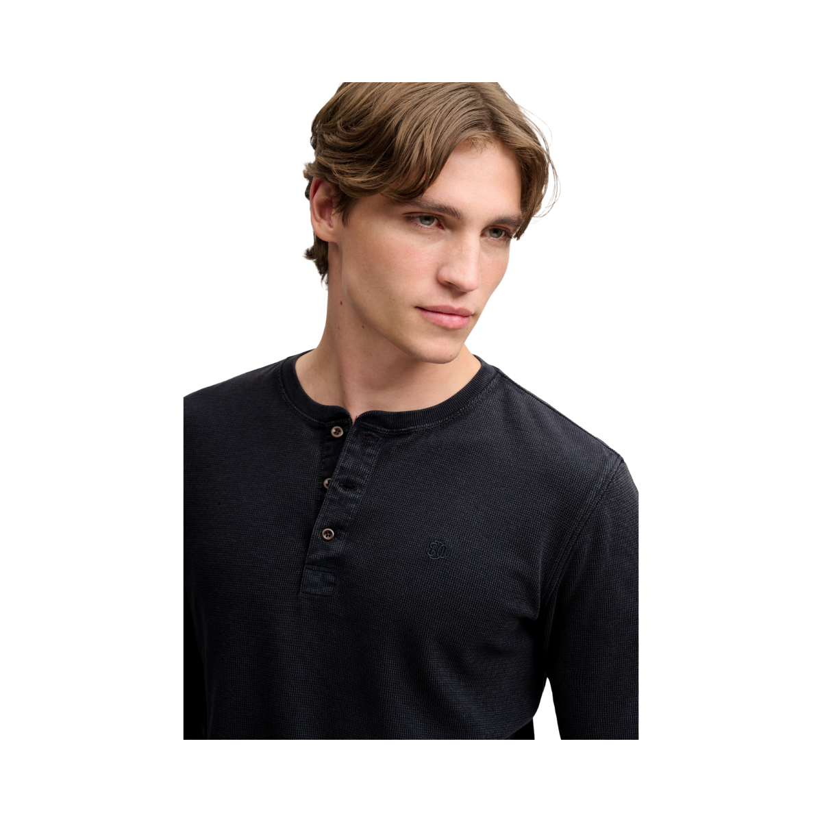 Waffle Long Sleeve Henley Top - French Blue