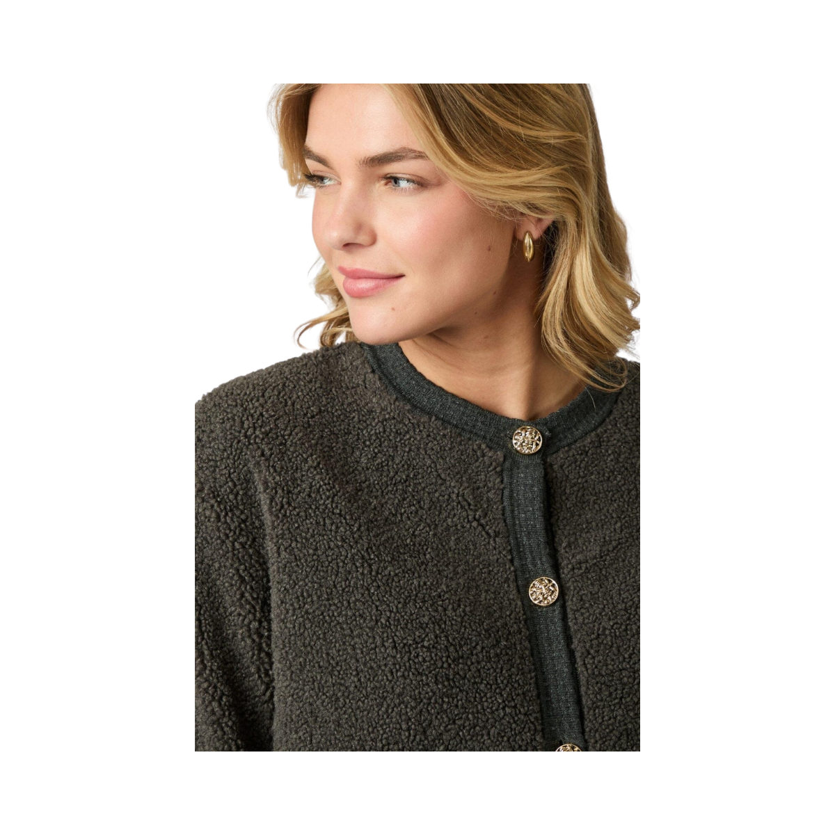 Limo Fluffy Knit Cardigan - Grey