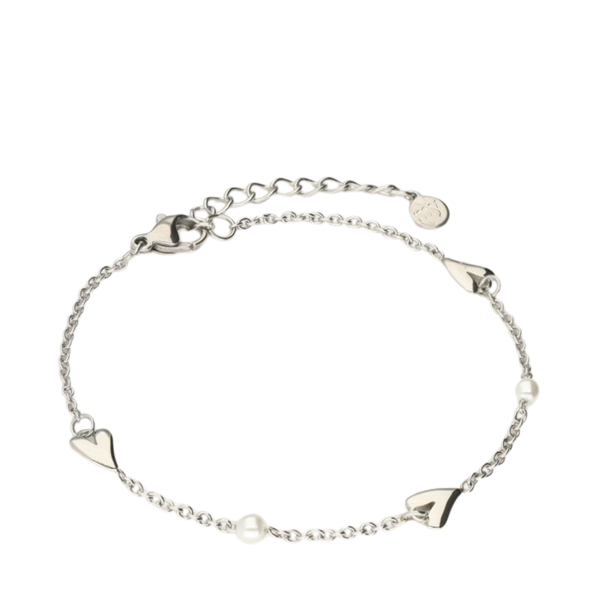 Bracelet hearts & pearls - Silver