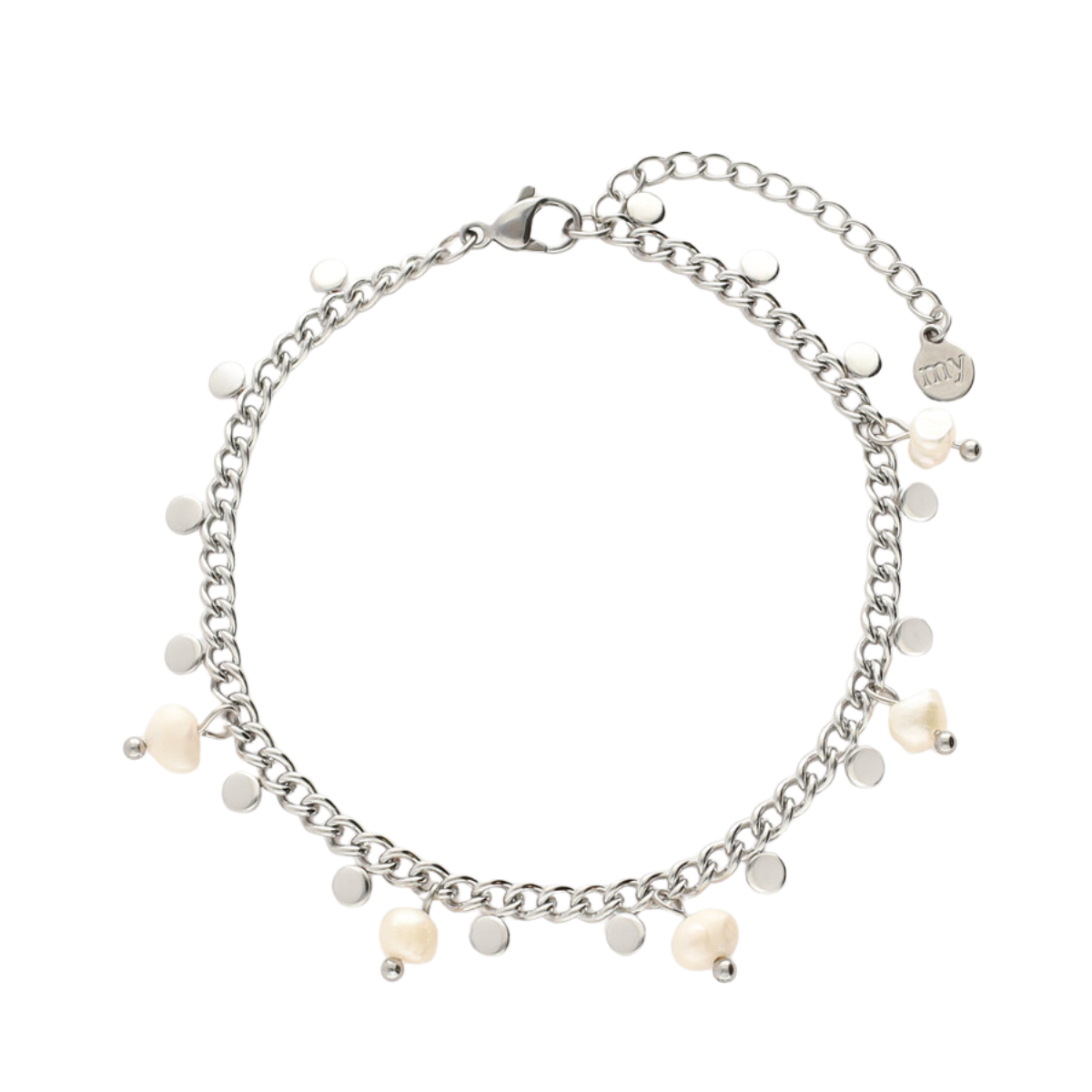 Bracelet pearls & coins - Silver