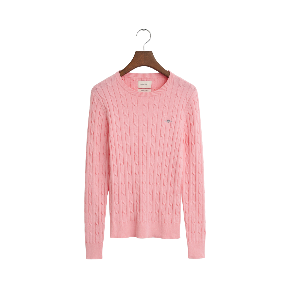 Stretch Cotton Cable C-Neck - Geranium Pink
