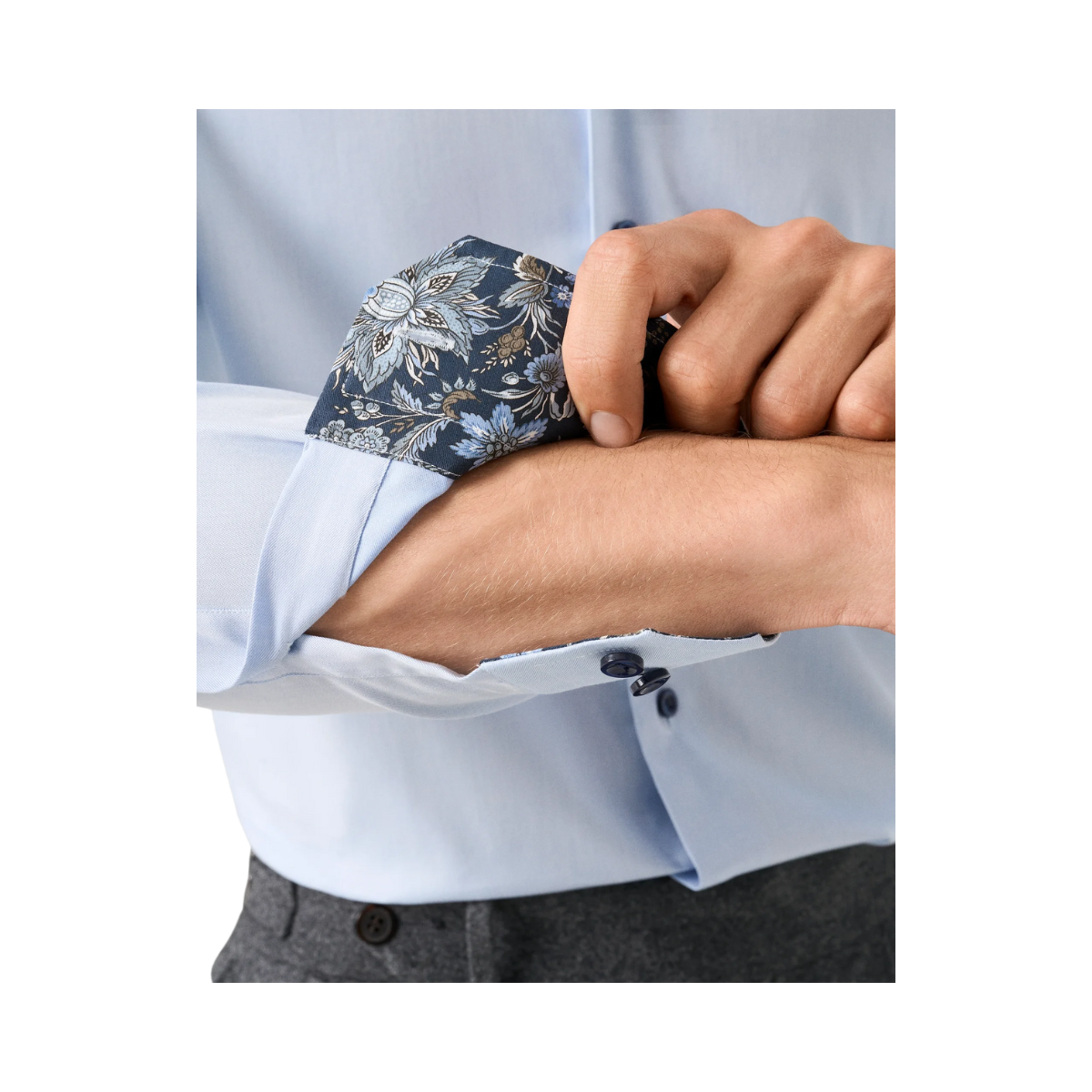 Floral Effect Signature Twill Shirt - Light Blue