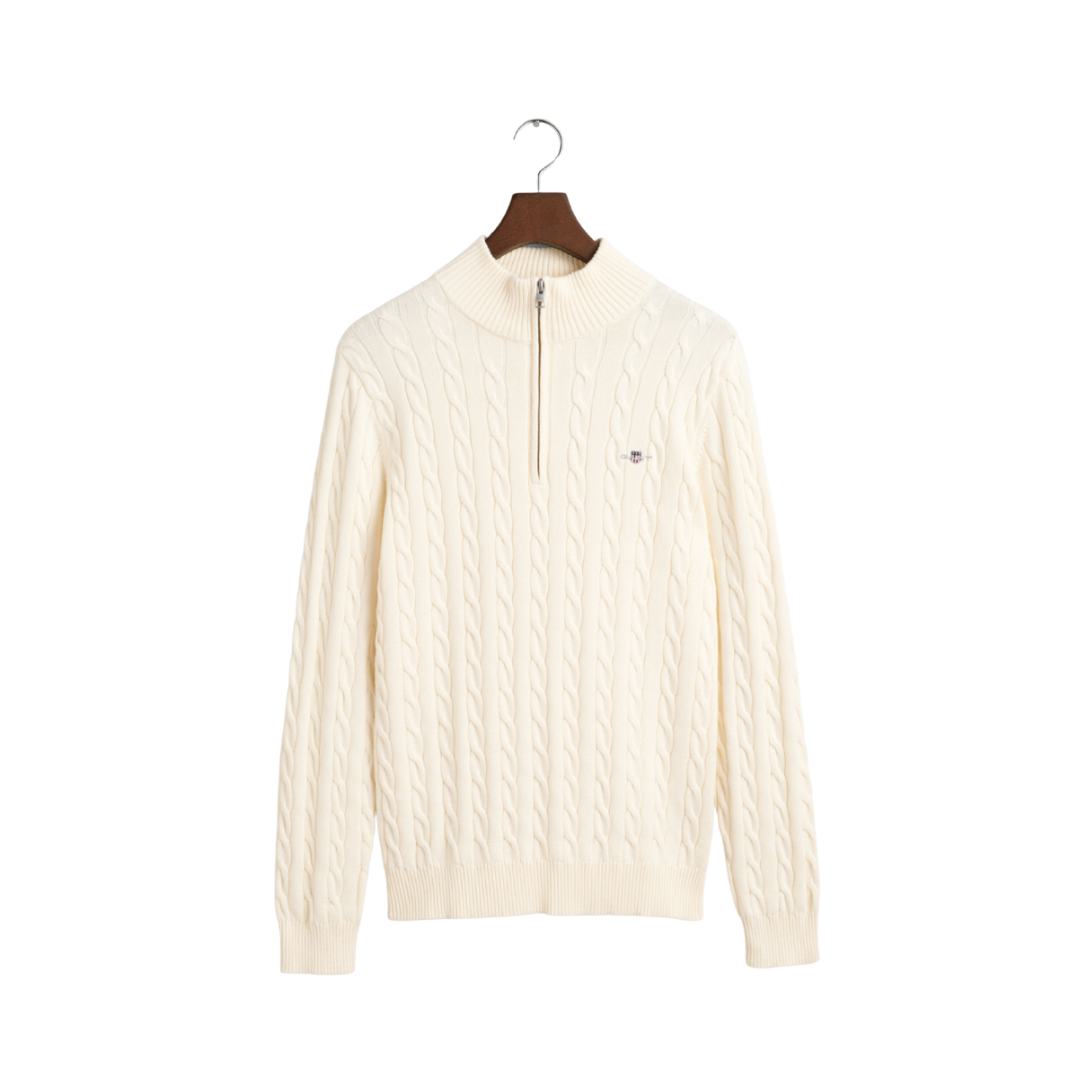 Cotton Cable Half Zip - Cream