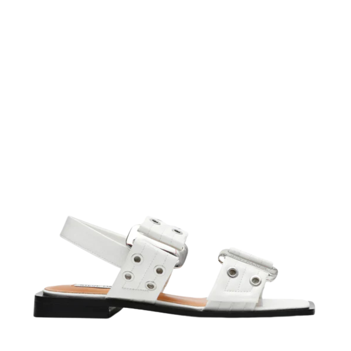 Saria-E Flat Sandals - WHITE PATENT