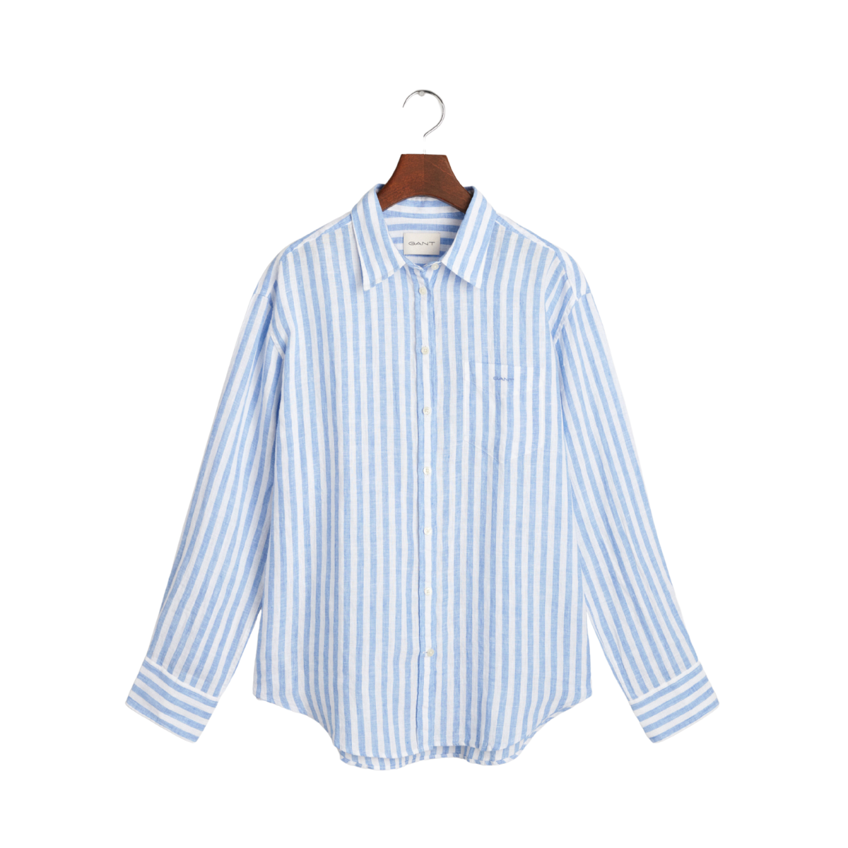 Relaxed Striped Linen Shirt - Perfect Blue