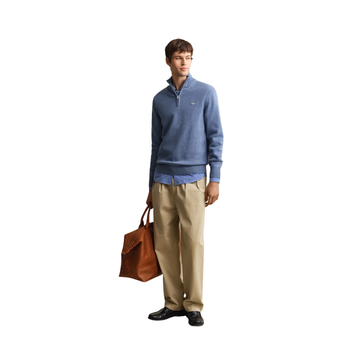 Casual Cotton Halfzip - Denim Blue Melange