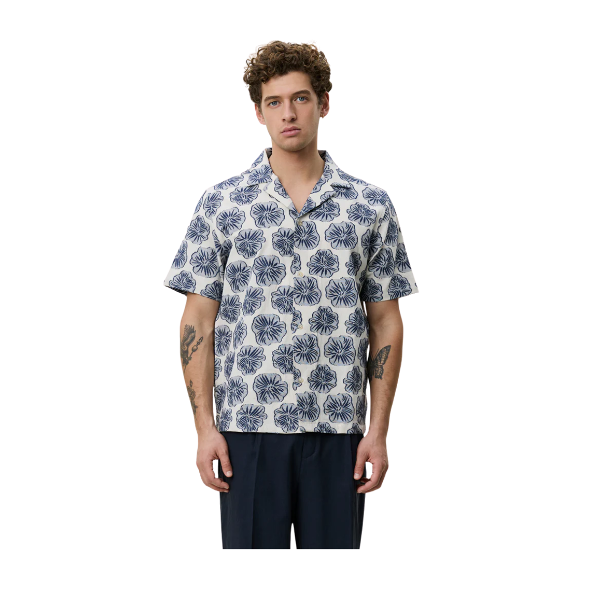 Dahlia Jacquard SS Shirt - Blue