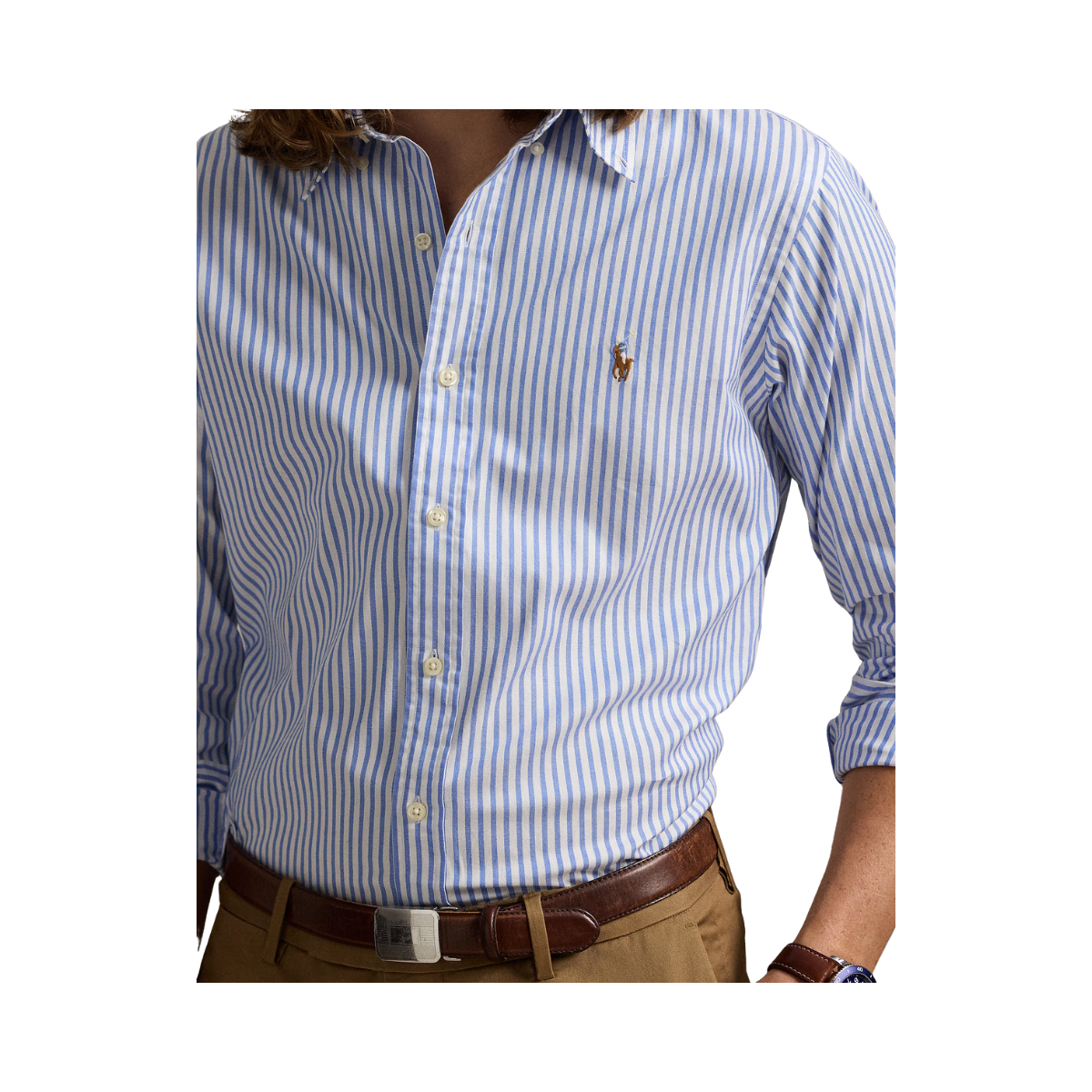 Long Sleeve Sport Shirt - Blue/White
