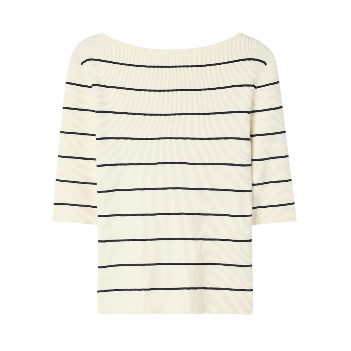 Boatneck Rib Top - White/Navy
