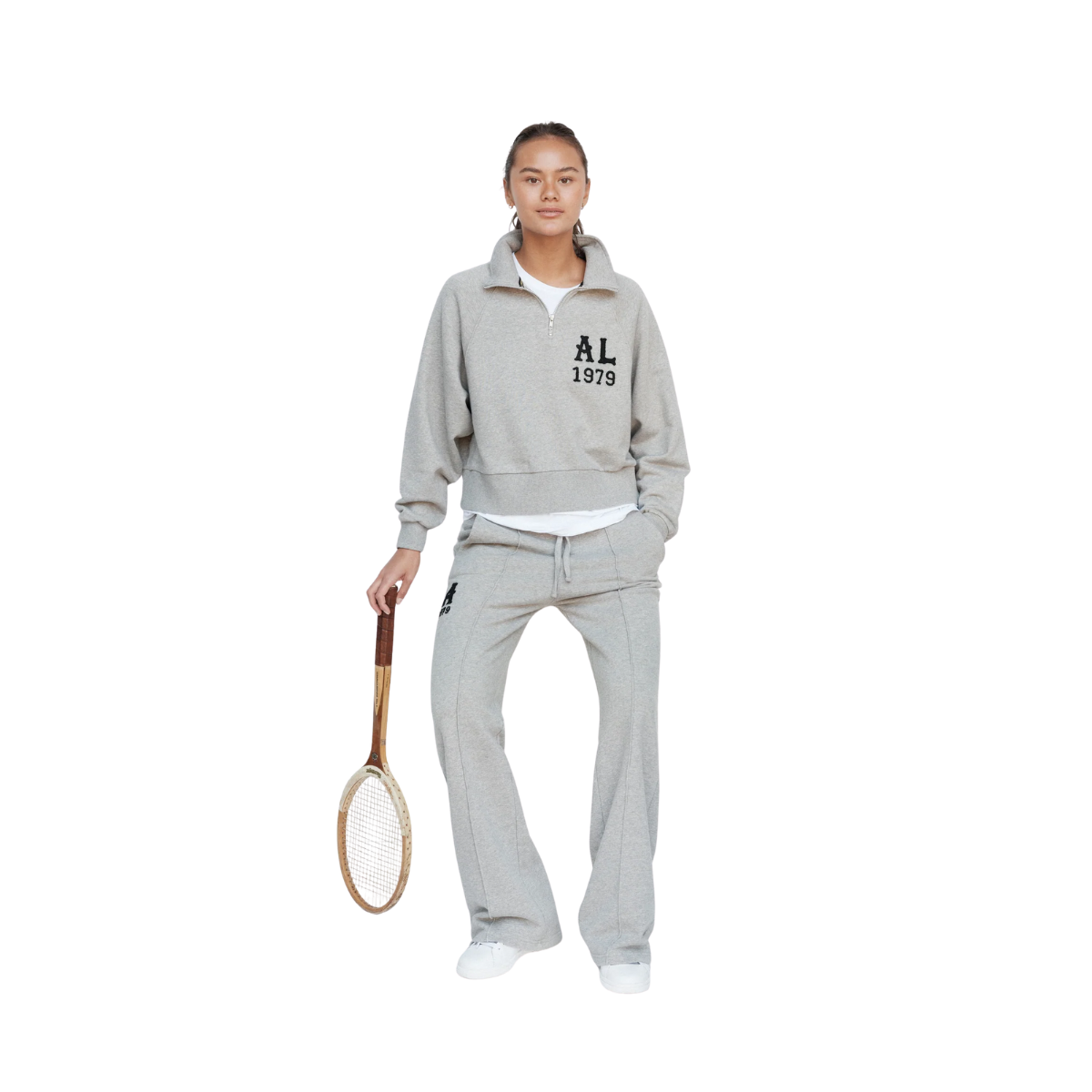 Cropped Ivy Half Zip - American Grey