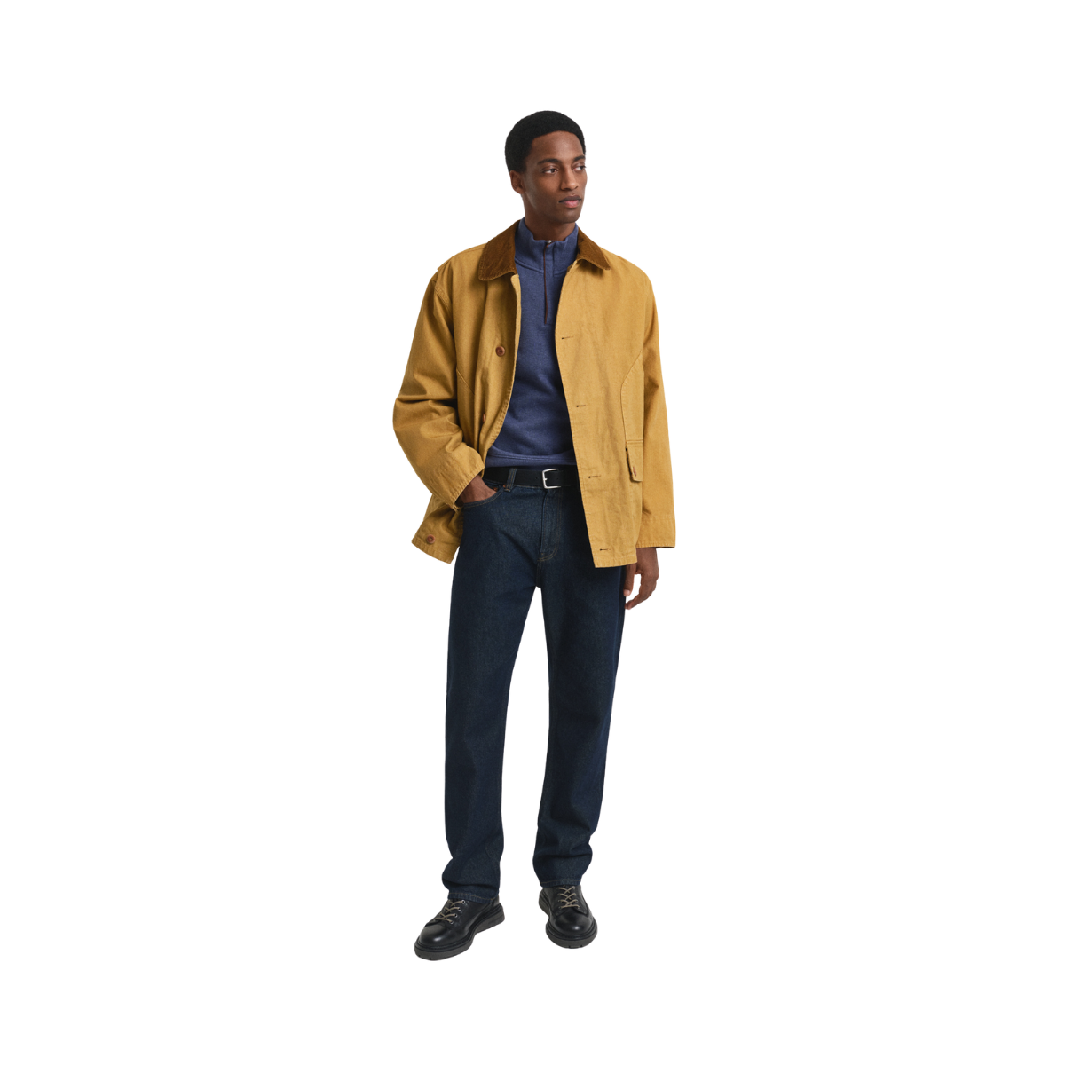 Sacker Rib Half Zip - Dark Jeansblue Melange