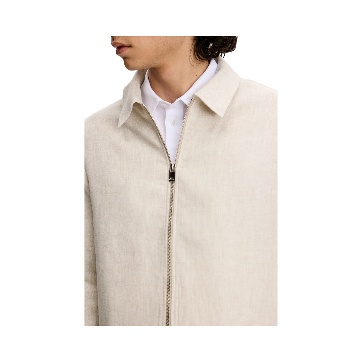 Julius Drape Linen Overshirt - Moonbeam