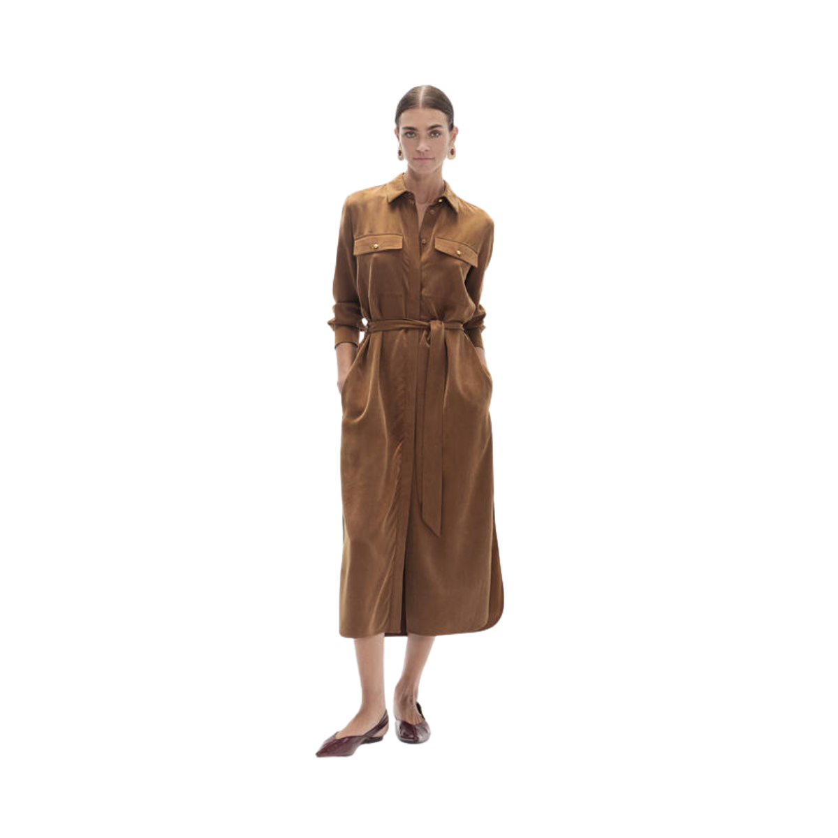 Fluid Suede Dress - 052 Camel
