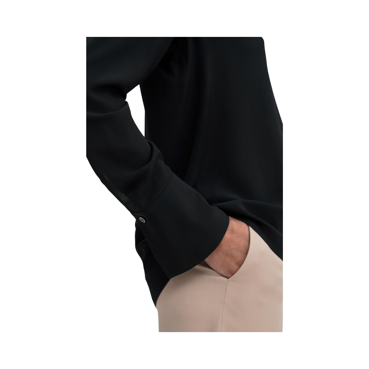 Half Placket Blouse - Black