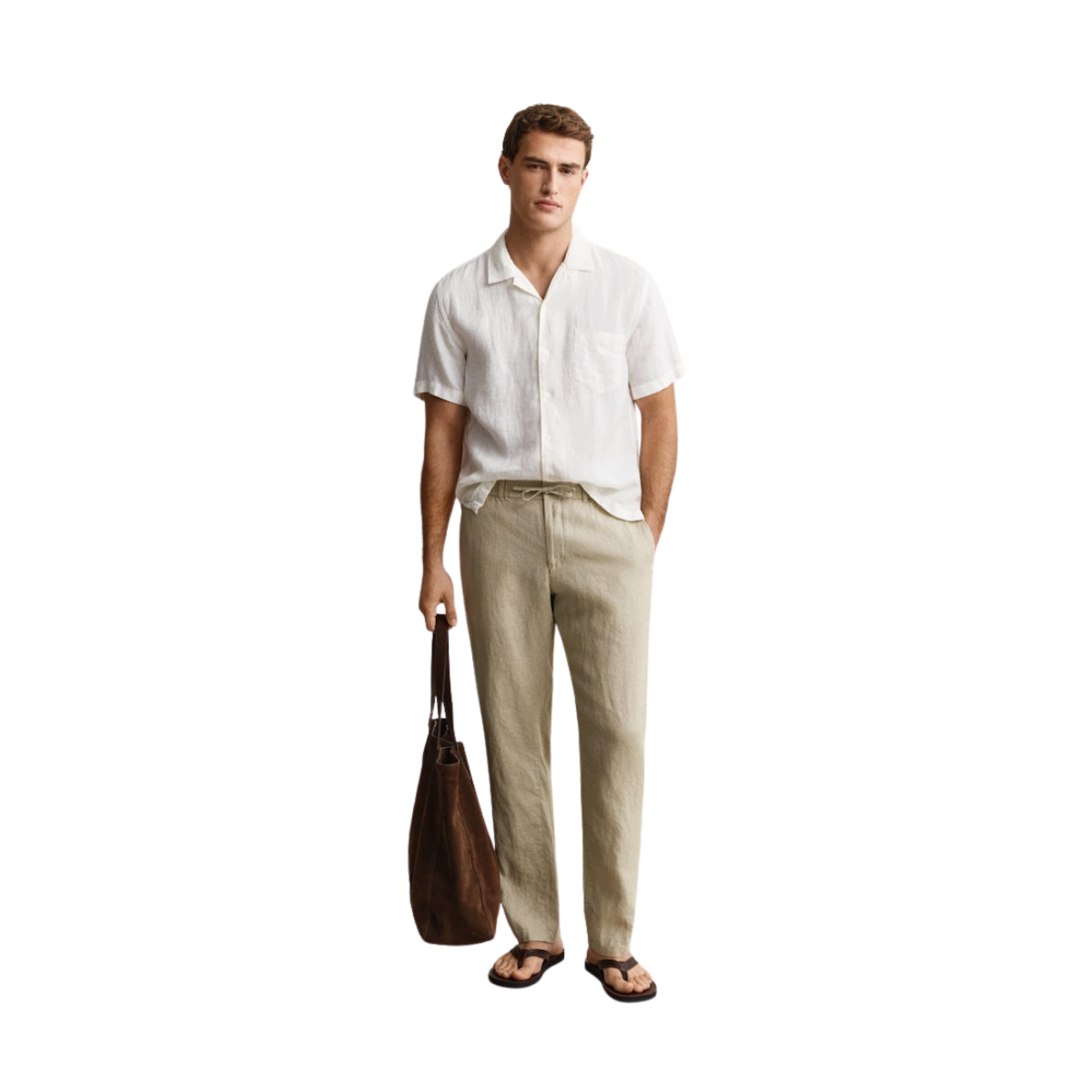 Reg Linen DS Pants - Oat Beige