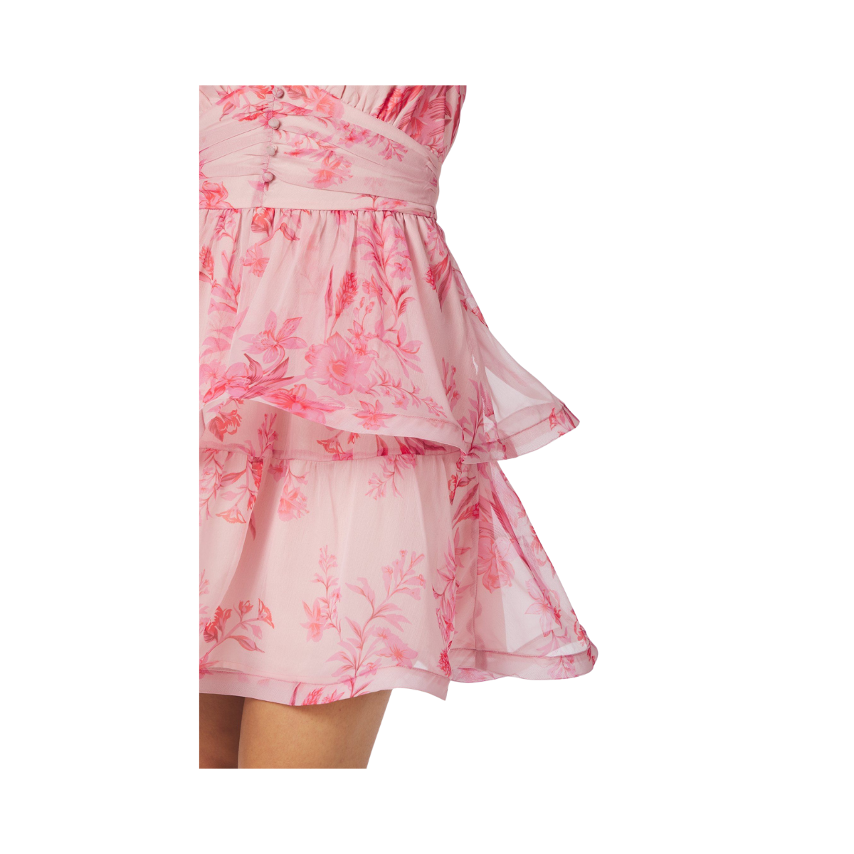 Rivana Print Chiffon Dress - Pink