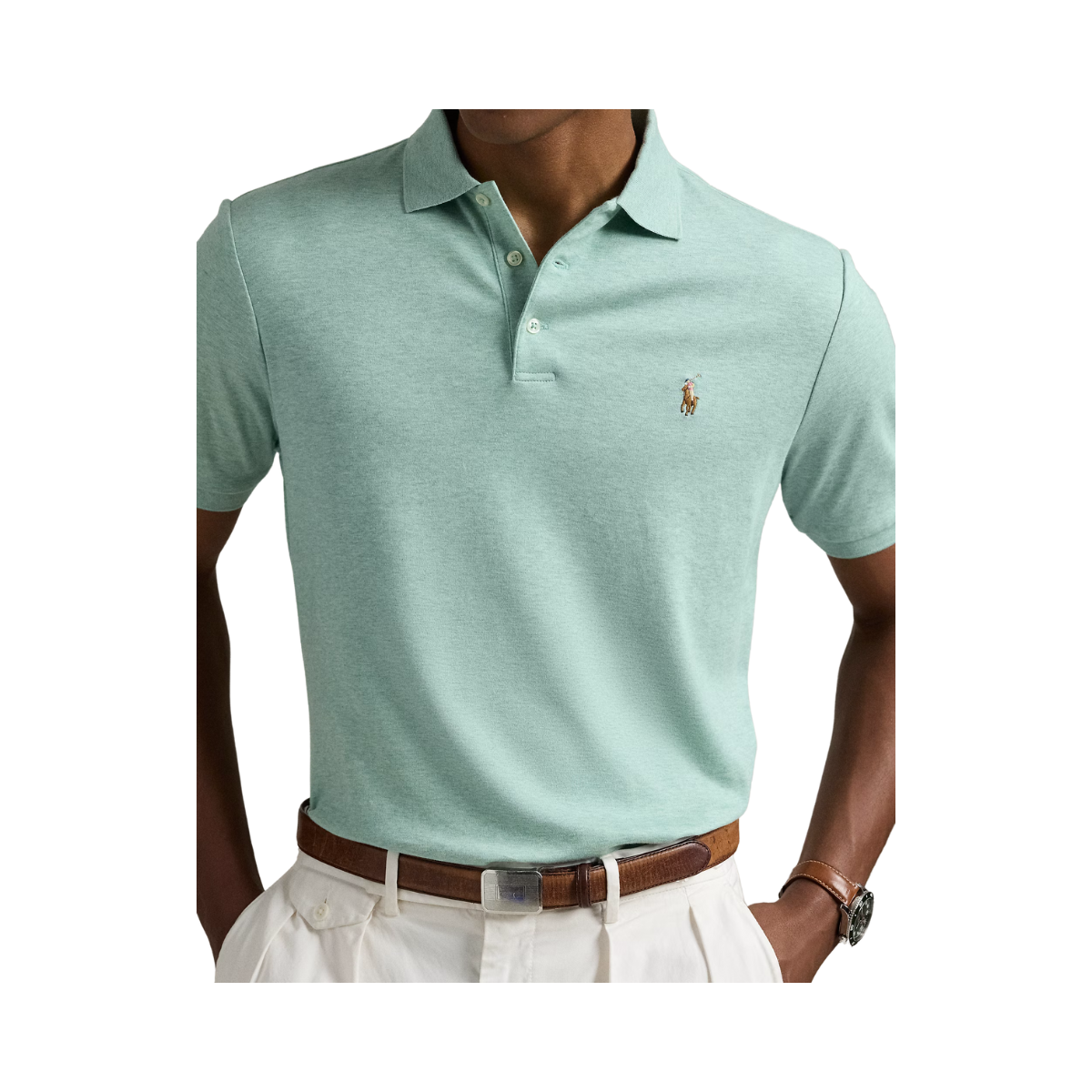 Custom Slim Fit Soft Cotton Polo Shirt - Celadon Heather