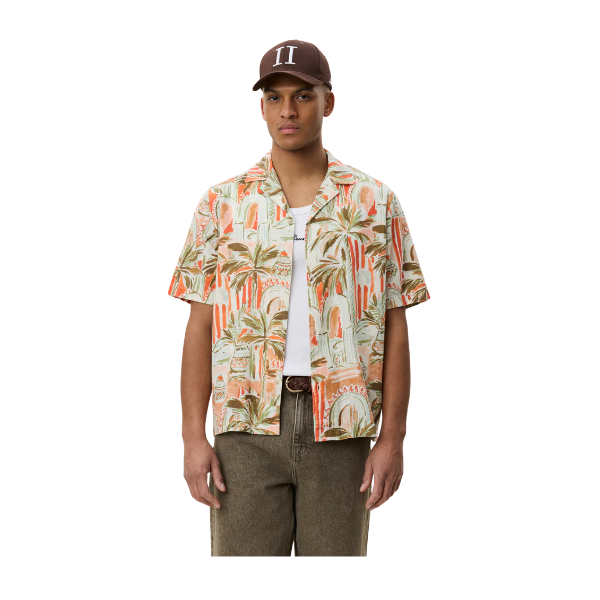 Palm AOP SS Shirt - Raw Sienna Orange