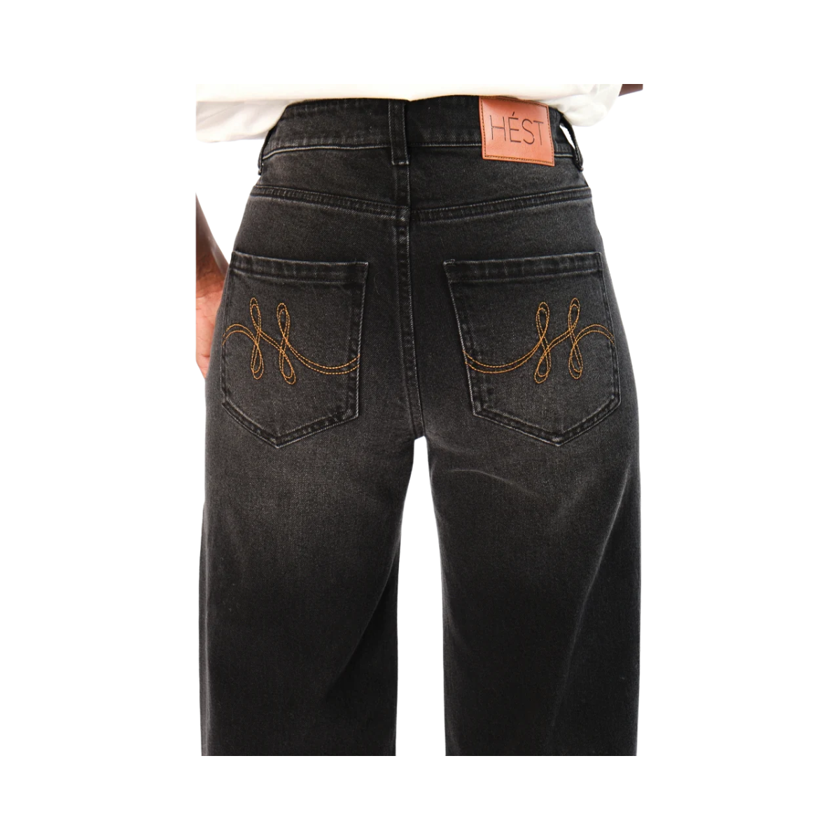 Irina Wide Leg - Medium Wash Black Denim