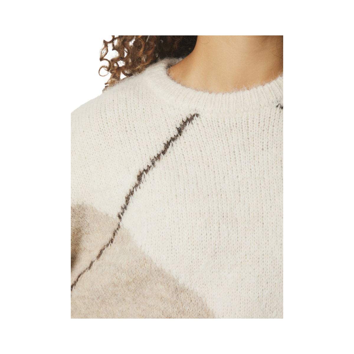 Inga Check Fluff Knit Blouse - Creme