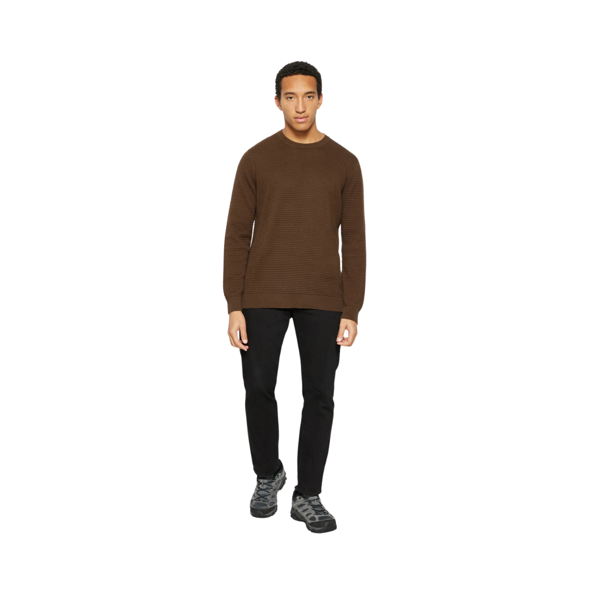 Bubble Knit Crew Neck - Demitasse