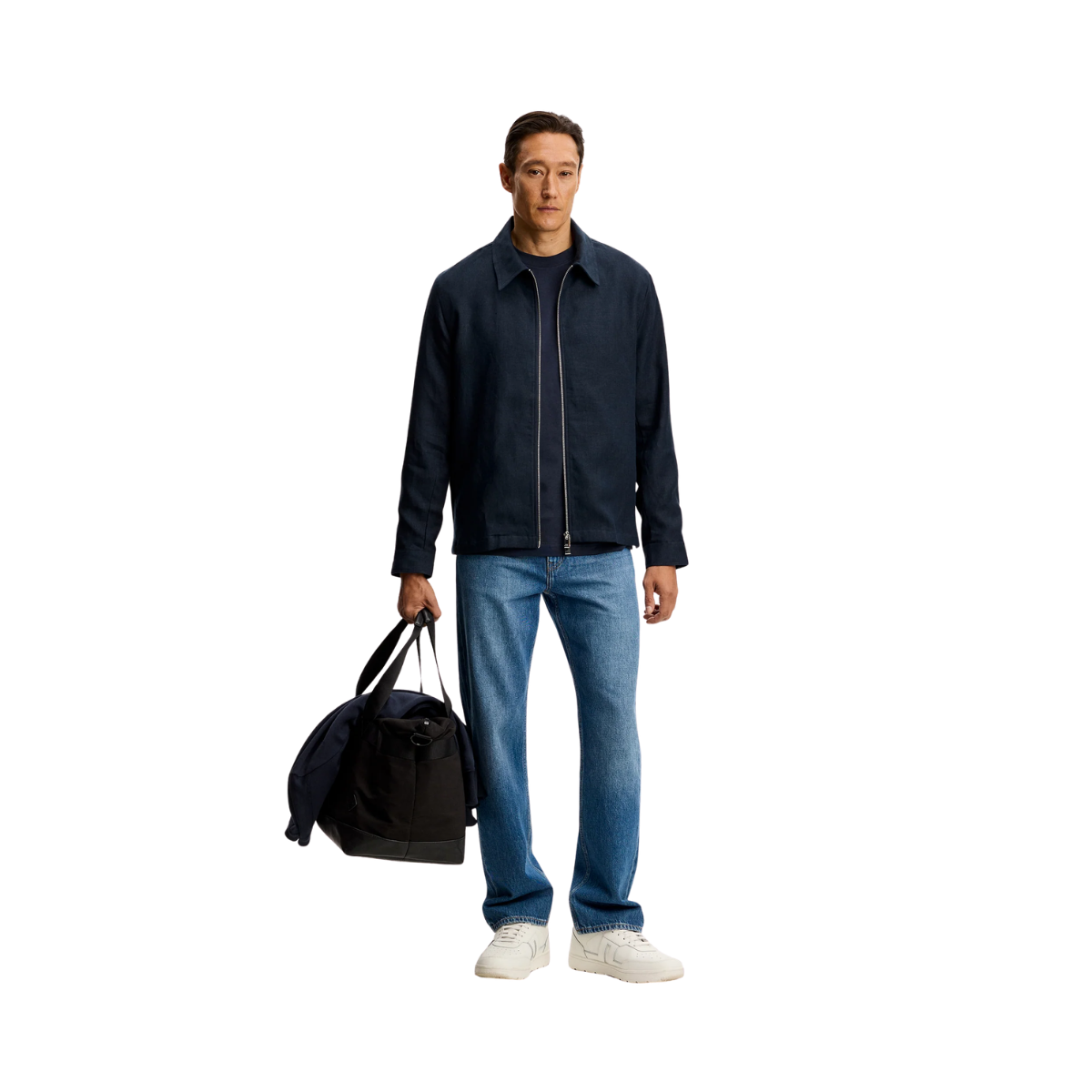 Julius Drape Linen Overshirt - JL Navy