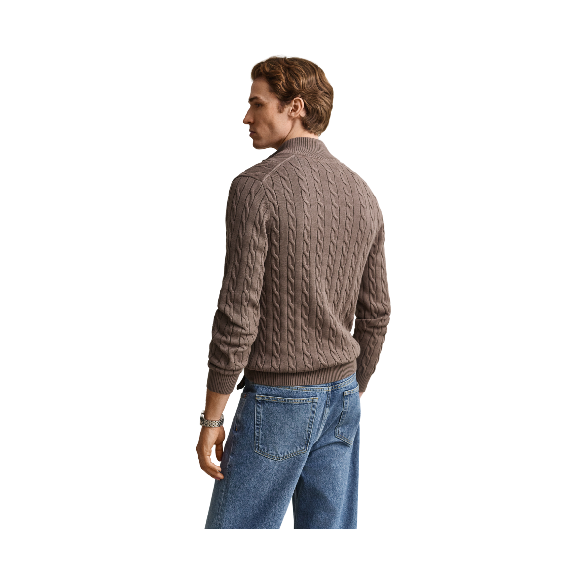 Cable Knit Half-Zip Sweater - Faded Taupe